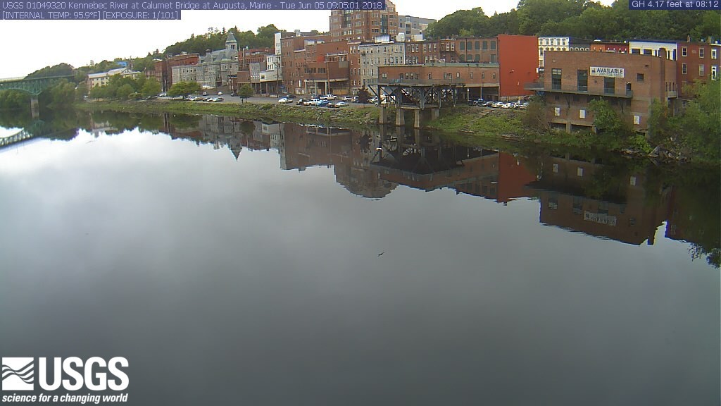 Recent image of the Kennebec river in downtown Augusta
